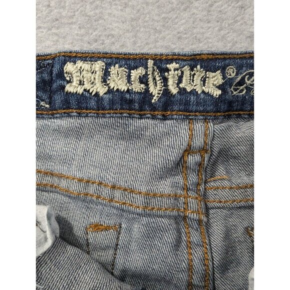 Machine Nouvelle Mode Jeans Womens SZ 30 Blue Destressed Whiskers Tapered Faded - Picture 15 of 16